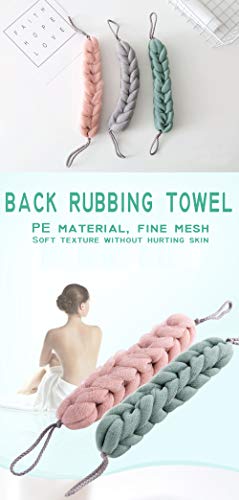 AARainbow 4 Packs Long Stretch Back Sponge with Rope Handles Back Scrubber Bath Shower Mesh Sponge Exfoliating Body Scrub Stretch Braided Loofah for Men and Women(2 Gray+2 Green) - Thumbnail 7