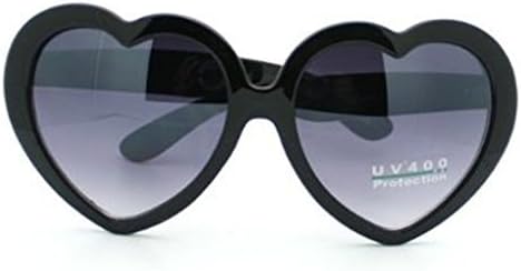 FBrand Fashion Large Women Lady Girl Oversized Heart Shaped Retro Sunglasses Cute Love Eyewear (black)