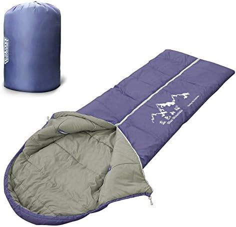 ANGIX Adult Sleeping Bag with Exclusive Outstretch Hands Design 25°F to 41°F Sleeping Bag for Camping, Free Compression Sack Included (Dark blue)