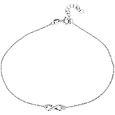 Vanbelle Sterling Silver Jewelry - Rhodium Plated 925 Stamp - Infinity Charm Anklet - Stylish Beautifully Designed for Women - 9" Long + 1" Extender