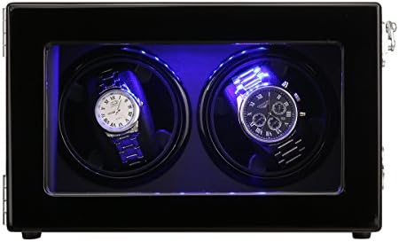 Double Automatic Watch Winder, CRITIRON Luxury PU Leather Rotating Watches Display Box with Drawer, Black (2+0)