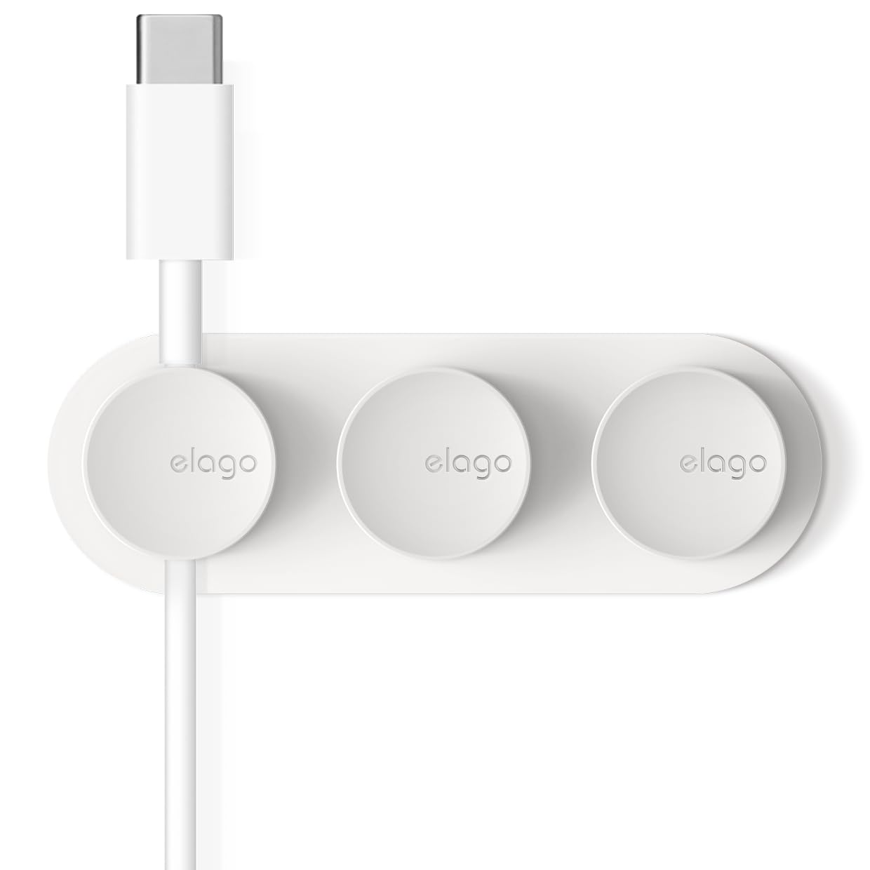 elago Magnetic Cable Managment Buttons, Organize 3 Cables, Powerful Magnets, Reusable Sticker Attaches to Surface, Desk Organization (White)