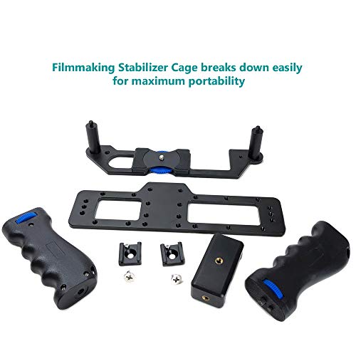 iShot Pro Universal Smartphone Premium Aluminum Video Rig Camera Tripod Mount Holder Stabilizer Handle Cage - Compatible with iPhone Samsung Android Google Sony GoPro Camcorder DSLR LED Mic and More