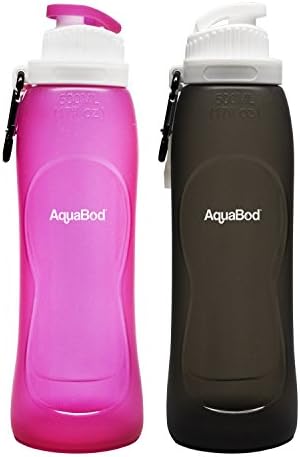 Aquabod Collapsible Water Bottle - BPA Free, 17oz - Set of 2, Leak Proof Silicone Foldable Sports Water Bottle, The Smart Hydration Solution