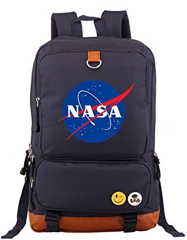 WEY Backpack,School Student Satchel,Nasa Printed Rucksack,Prussian Blue,29 * 15 * 44Cm