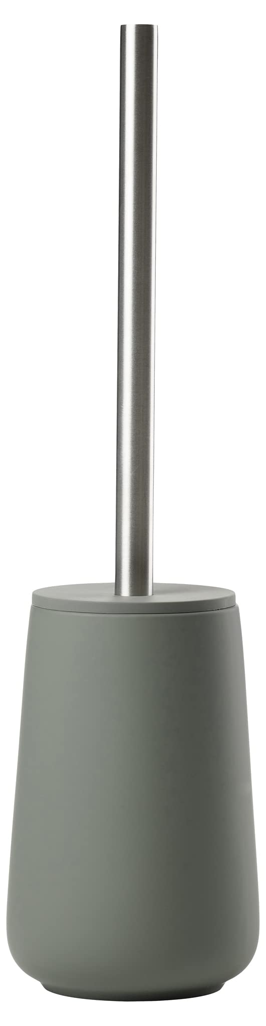 Zone Denmark Nova Porcelain and Stainless Steel Toilet Brush with Brush Holder Soft Touch Coating Olive Green Diameter 10.5 cm Height 37 cm