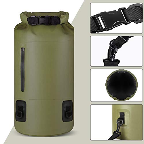 Boncas Waterproof Backpack, 30L Dry Bag with Waterproof Phone Pounch, Roll Top Bag Dry Sack Waterproof Dry Bag Perfect for Kayaking, Fishing, Rafting-Green