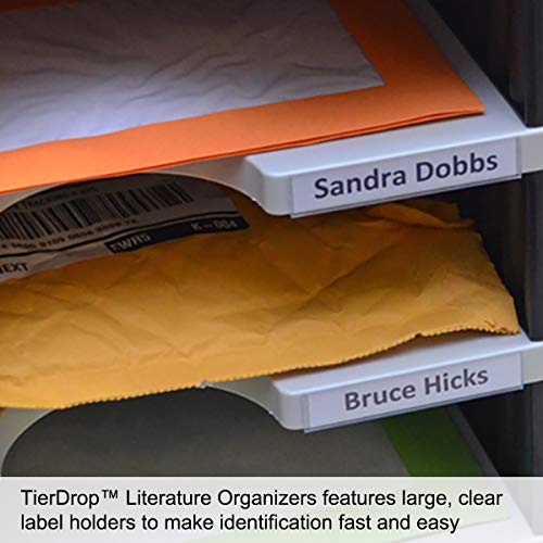 Ultimate Office TierDrop Desktop Organizer Document, Forms, Mail, and Classroom Sorter. 24 Letter Size Compartments with Optional Add-On Tiers for Easy Expansion - Gray w/Blue!