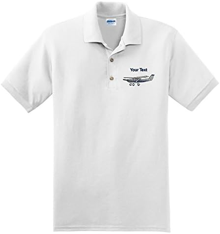 Personalized custom embroidered Cessna airplane design on polo shirt, mens xxx-large, white