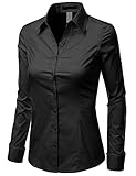 Doublju Slim Fit Cotton Blend Button Down Collared