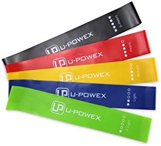 UPOWEX Resistance Bands Set of 5 12-inch Loop Latex Exercise Bands for Workout Stretching Yoga and Home Gym
