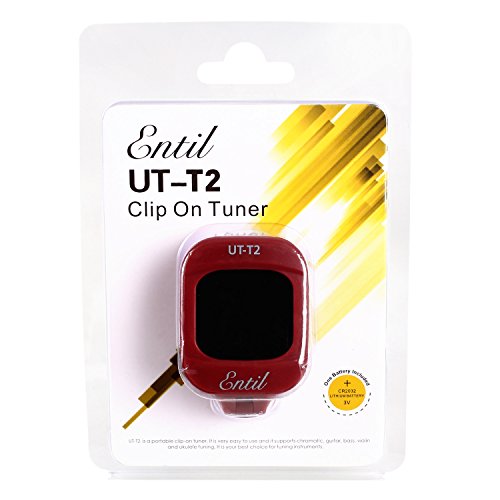 Guitar Tuner Full Color Display Electronic Digital & Chromatic Clip On Tuner for Guitar, Bass and Violin Lovers (Guitar tunner-Red)