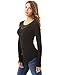 PattyBoutik Women Crochet Lace Inset Curved Hem Blouse (Black Large)