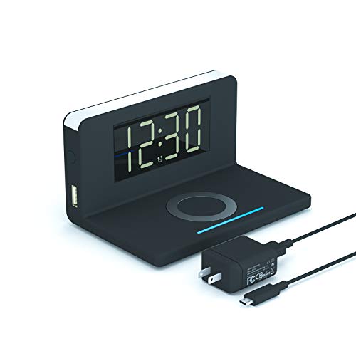 Pointuch Digital Clock, Wireless Charging Alarm Clock with Night Light