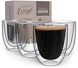 Double Wall Espresso Cups - Insulated Coffee Mug Set Of 4 - Nice Clear Glass Shot Cup - 2.6oz Demitasse Glasses - Nice Mugs For Lungo, Doppio & Turkish - Handcrafted Present In Gift Box