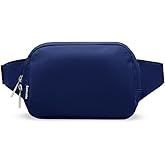 Bomvabe Small Fanny Pack 1L with 2-way Zipper for Women Girls Boys Teen, Mini Belt Bag with Adjustable Strap 53", Crossbody Bag for Travel Gym Running Hiking Cycling, Fashion Waist Bag Dark Blue