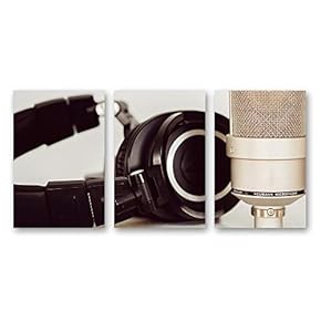 3 Piece Canvas Wall Art Microphone Canvas Prints Home Artwork Decoration for Living Room,Bedroom - 16"x24" x 3 Panels