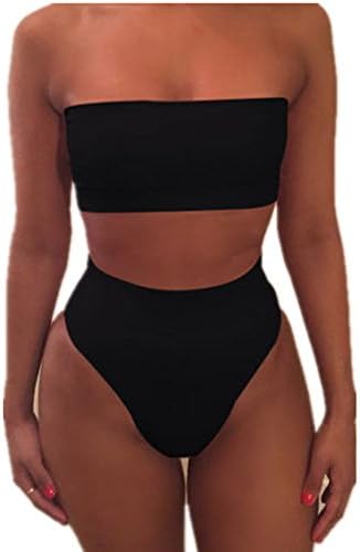 Kosie Women Bandeau Top High Waist Bottom Bikini Set Summer Swimwear Sexy Beach Swimsuit Bathing Suit Two Pieces