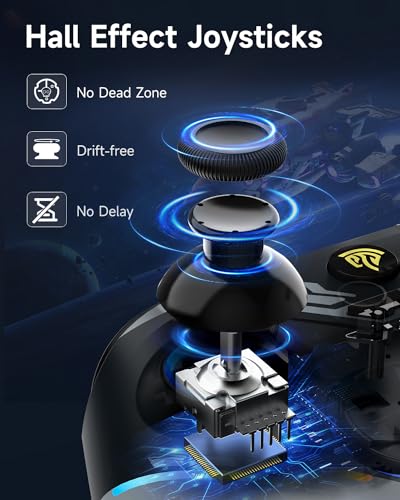 EasySMX X15 Wireless PC Controller with Hall Triggers, Hall Joysticks, Enhanced Bluetooth Game Controller,No Drift No Deadzone effect, Compatible with Windows PC, Android, Steam and Switch