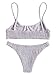 SweatyRocks Women's Sexy Bathing Suit Solid Color Halter ShirGrey Bikini Swimsuit Grey S