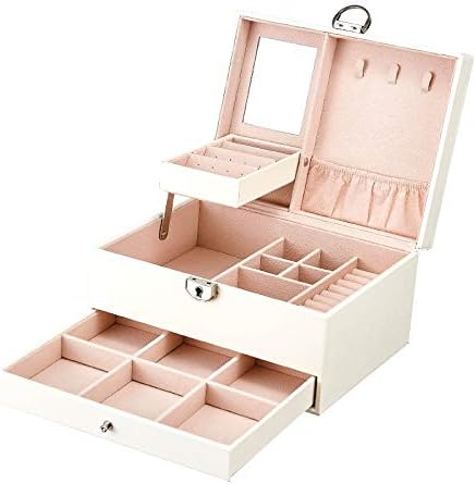 YITEJIA Juelee Multi-Function Storage Box Leather Jewelry Box Multi-Layer Large-Capacity Jewelry Organizer Joyeros Organizador porta jo (Color : White)