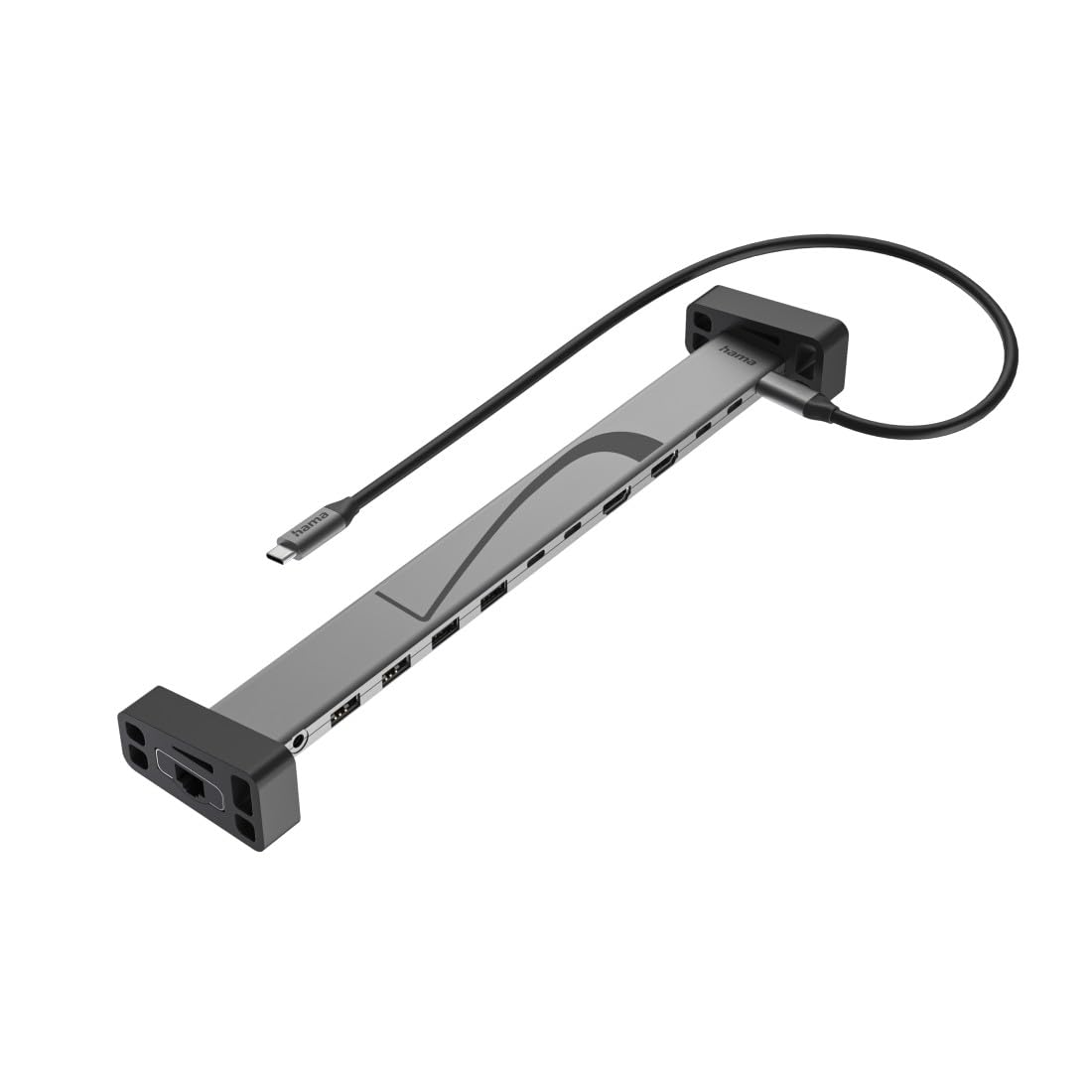 Hama USB C Docking Station, 12 Ports (4X USB A, 2X USB C Daten, 1x Monitor+Daten,1x Power, 2X HDMI, LAN/Ethernet, 3,5mm Audio/AUX, MST, 4K, für Monitor, Festplatte etc.)