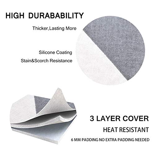 SheeChung 42”x12” Ironing Board Cover and Pad with Pull Bungee Fit