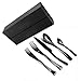 JANKNG 20-Piece 18/10 Stainless Steel Flatware Set Mirror Polishing Black, Serive for 4