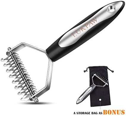 LukPaw Dog Brush Dematting Comb 2 Sided DeShedding Tool Dog Grooming Brush Undercoat Rake Brush for Dogs Cats Pets (Dematting Tool)