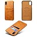 FLY HAWK Wallet Case Compatible iPhone Xs MAX, Slim PU Leather Back Case Cover, 6.5 inches, Khaki