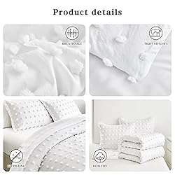 Tufted Dots Bed in a Bag White 7 Pieces Queen