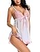 Avidlove Women Bridal Lingerie White Lace Babydoll Splicing Chemise V neck Sleepwear White L
