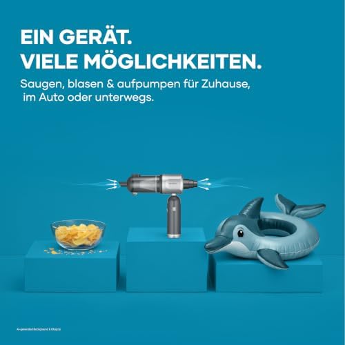 3-in-1 Akku-Handstaubsauger, Luftbläser & Aufpumper, Staubgebläse, für Luftmatratzen, Auto, Haushalt, 3 Stufen, 17000Pa, Kabellos, 240000U/min, S-Power Duoboost, 120W, anthrazit, HV 7149