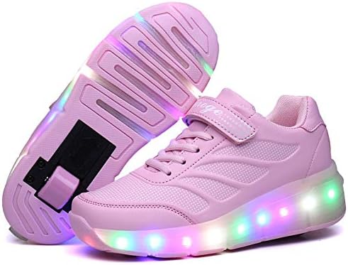 Boys Girls Led Light Up Roller Skates,Shoes Single/Double Wheels Retractable Skateboarding Rollerblades Outdoor Sports Cross Trainers Gymnastic Sneakers Unisex
