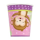 9oz Girl Monkey Baby Shower Paper Cups, 8ct