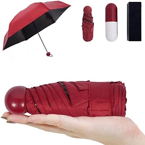 TT Studio Ultra Lights and Small Mini Folding Umbrella with Cute Capsule Case Waterproof Ultra Protective (95% UV Resistance)