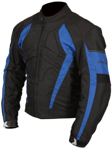 Milano Sport Gamma Motorcycle Jacket with Blue Accent (Black, X-Large)