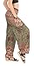 CandyHusky Elastic Waist Peacock Print Loose Baggy Hippie Boho Yoga Harem Pants (Peacock Mandala Olive)