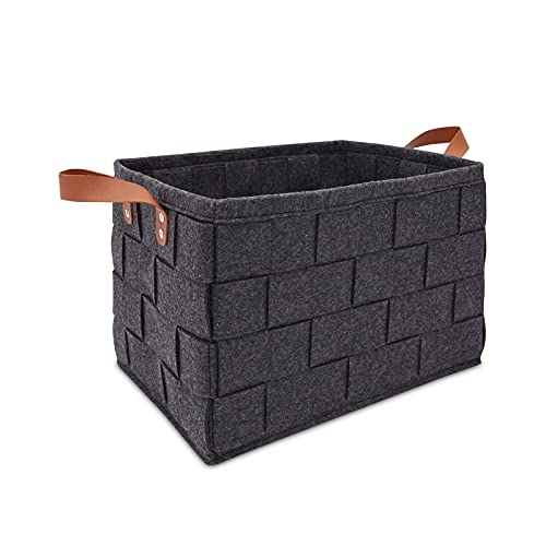 Farmlyn Creek Dark Grey Storage Baskets, Foldable Felt Organizers (15 x