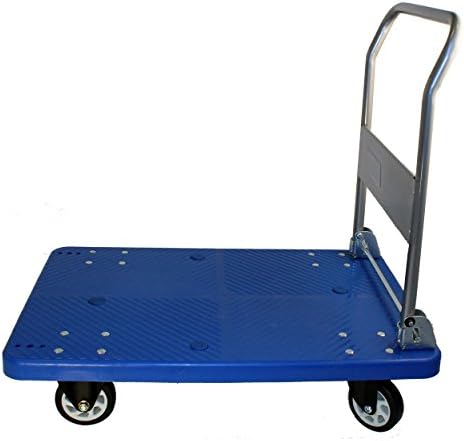 Mighty Lift FD150-2 Folding Platform Truck, 2 Swivels & 2 Rigid casters, Net Weight 24 lbs., 33" Height, 19" width, 29" Length, 330 lbs. Load Capacity, Blue