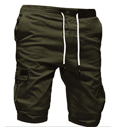 Men Gym Shorts, JOYFEEL Summer Casual Solid Elastic Waist Sport Shorts Quick Dry Breathable Workout Running Short Pants Army Green