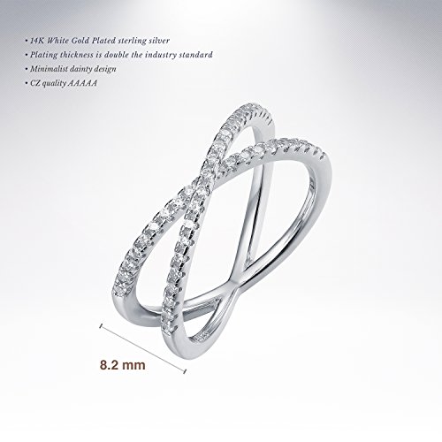 PAVOI 14K Gold Plated X Ring Simulated Diamond CZ Criss Cross Ring for Women - Image 3