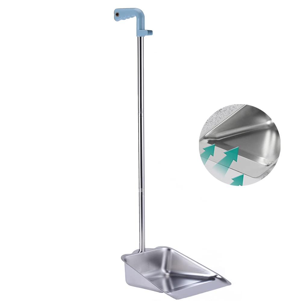 YONILL Dust Pans with Long Handle - Metal Upright Dustpan Heavy Duty, 35