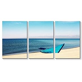 3 Piece Canvas Wall Art for Living Room Bedroom Home Artwork Blue Ocean Sea Paintings Ready to Hang - 16"x24" x 3 Panels