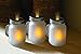 3 Piece Mini Mason Jar Tealight Set Warm Flameless Flickering LED Tea Lights Battery Operated - Frosted Glass Jars With Light Up Star Lids For Centerpieces, Wedding Decoration Christmas Stuffers