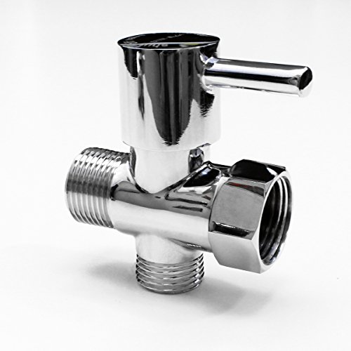 LUXE Metal Tadapter with Shutoff Valve, 3way Tee Connector, Chrome