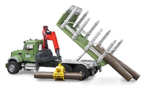 Bruder MACK Granite Timber Truck with Loading Crane and 3 Trunks