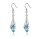 OliaDesign Blue Long Teardrop Crystal Element Set Austria Crystal Fashion Earrings Pendant