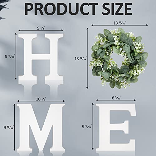 Wood Home Sign for Wall Decor Wooden Home Letters with Wreath Artificial Eucalyptus Modern Decorative Hanging Home… - Image 7