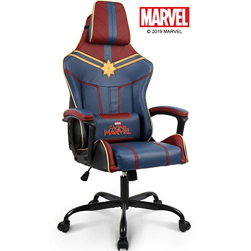 Marvel Avengers Captain Marvel Gaming Chair High End Ergonomic Neck Lumbar Support Armrests Tilting Computer Desk Office Executive Leather Racing Chair